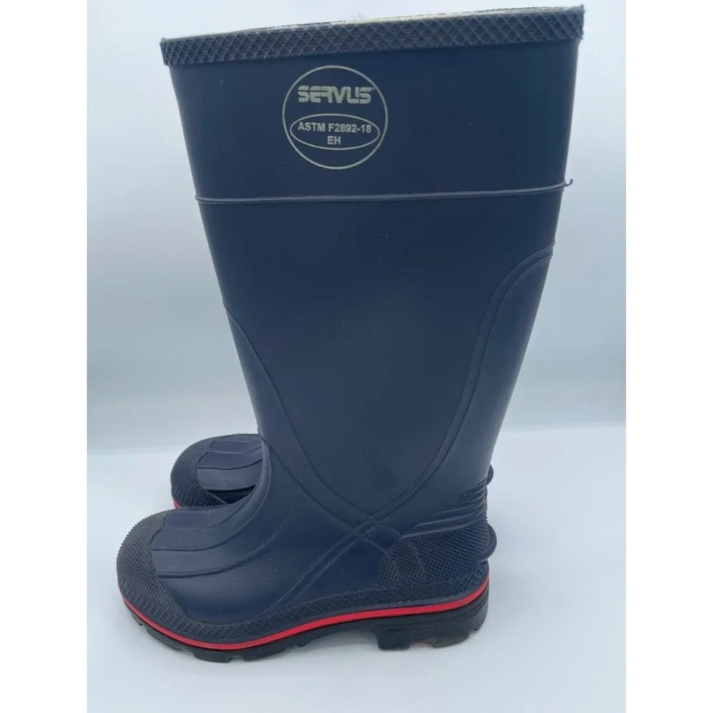 Servus Men's Size 5 PVC Waterproof Work Boots Black Red EH